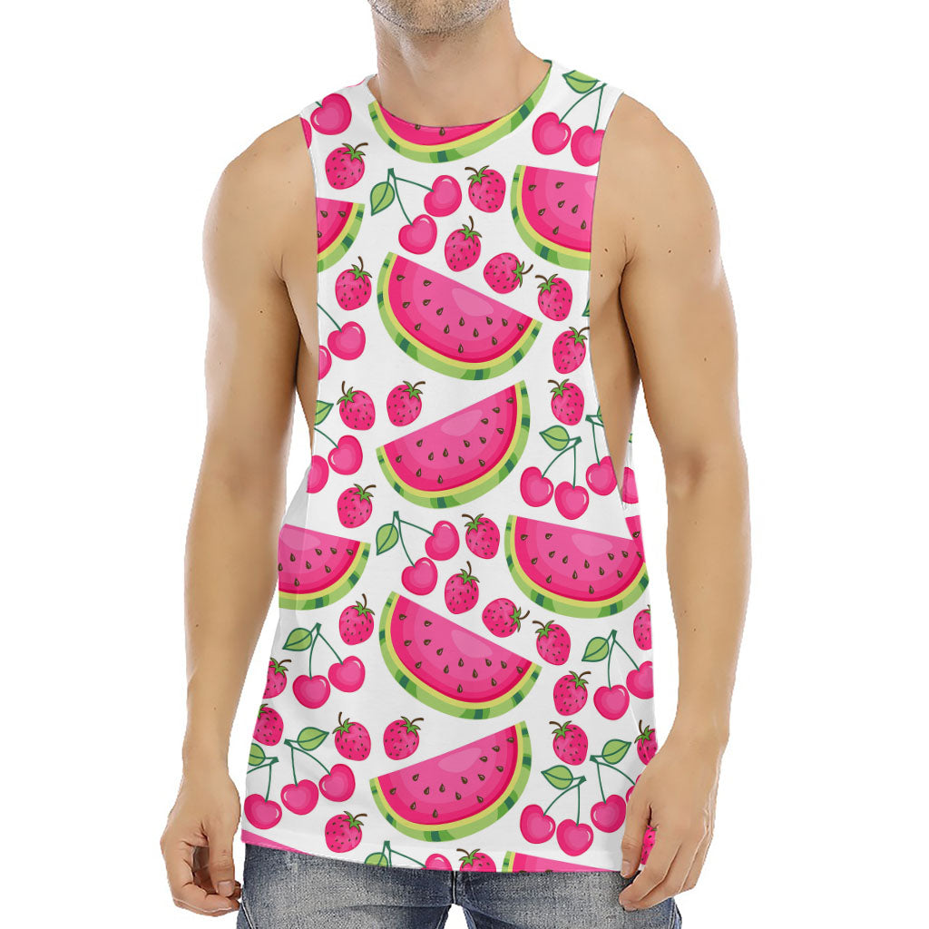 Cute Berry Watermelon Pattern Print Men's Muscle Tank Top
