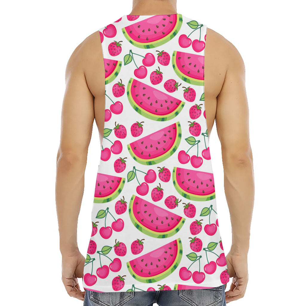 Cute Berry Watermelon Pattern Print Men's Muscle Tank Top