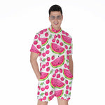 Cute Berry Watermelon Pattern Print Men's Rompers
