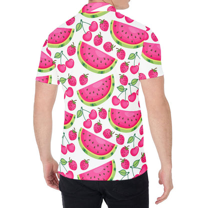 Cute Berry Watermelon Pattern Print Men's Shirt
