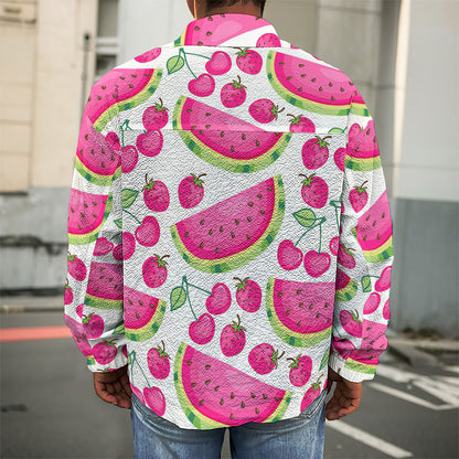 Cute Berry Watermelon Pattern Print Men's Shirt Jacket