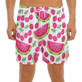 Cute Berry Watermelon Pattern Print Men's Split Running Shorts