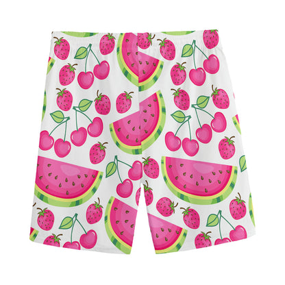 Cute Berry Watermelon Pattern Print Men's Sports Shorts