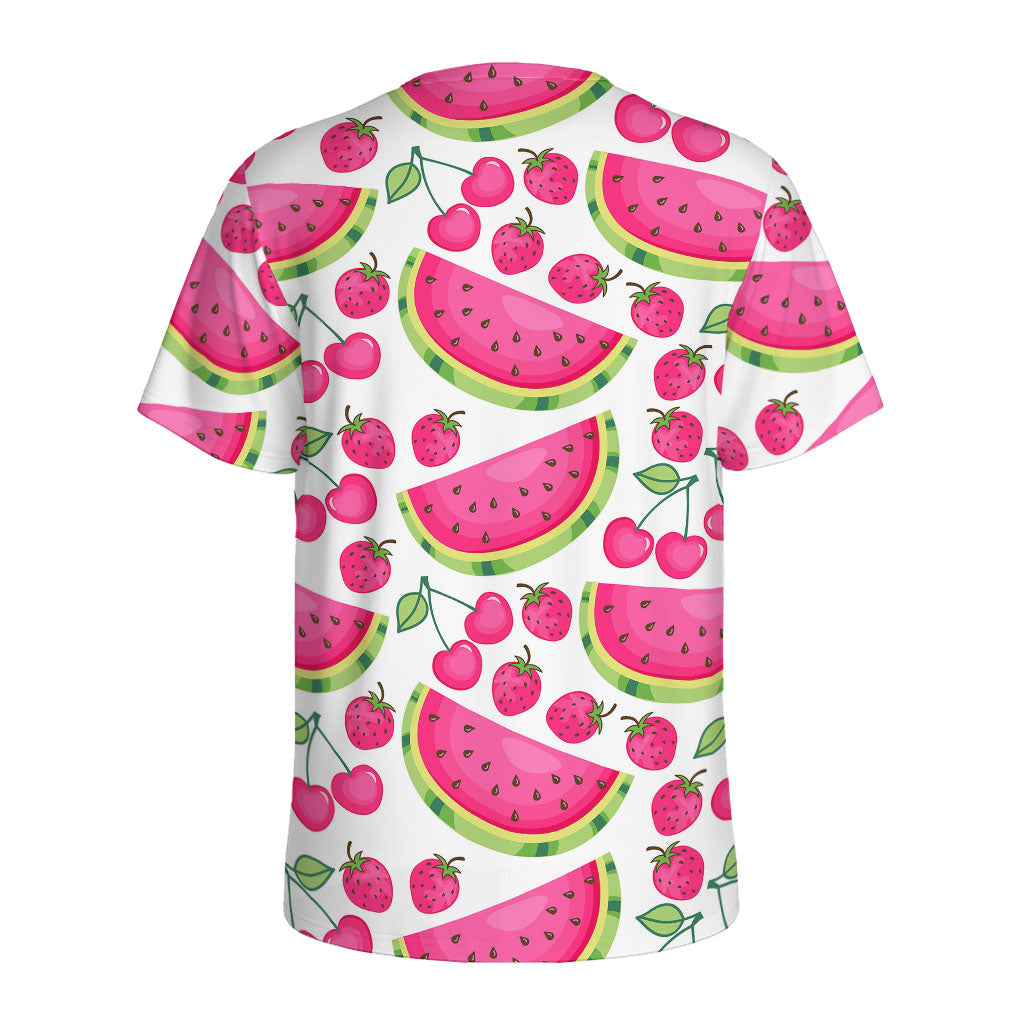 Cute Berry Watermelon Pattern Print Men's Sports T-Shirt