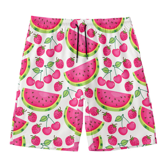 Cute Berry Watermelon Pattern Print Men's Swim Trunks