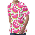 Cute Berry Watermelon Pattern Print Men's Velvet T-Shirt