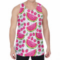 Cute Berry Watermelon Pattern Print Men's Velvet Tank Top