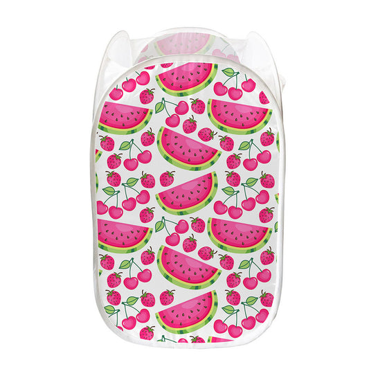 Cute Berry Watermelon Pattern Print Mesh Laundry Hamper