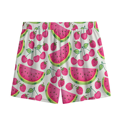Cute Berry Watermelon Pattern Print Mesh Shorts