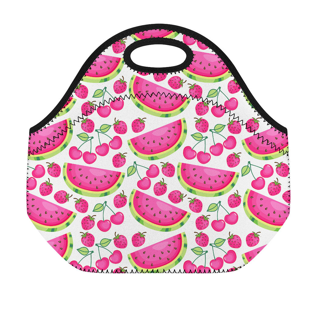 Cute Berry Watermelon Pattern Print Neoprene Lunch Bag