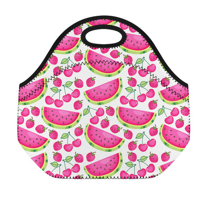 Cute Berry Watermelon Pattern Print Neoprene Lunch Bag