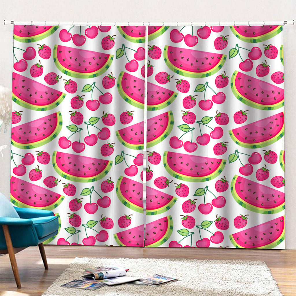 Cute Berry Watermelon Pattern Print Pencil Pleat Curtains
