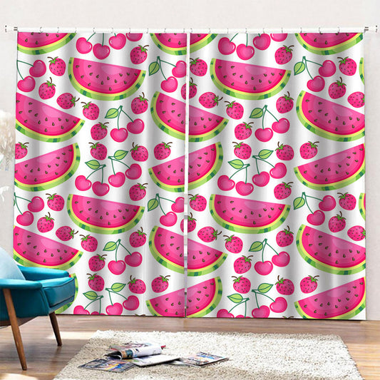Cute Berry Watermelon Pattern Print Pencil Pleat Curtains