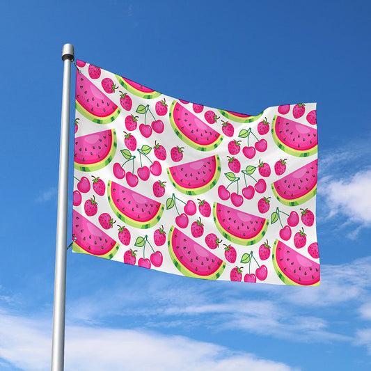 Cute Berry Watermelon Pattern Print Polyester Flag