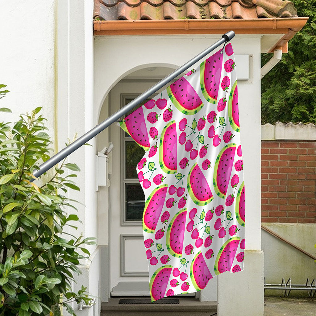 Cute Berry Watermelon Pattern Print Polyester Flag