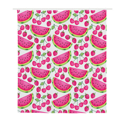 Cute Berry Watermelon Pattern Print Polyester Shower Curtain