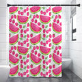 Cute Berry Watermelon Pattern Print Premium Shower Curtain