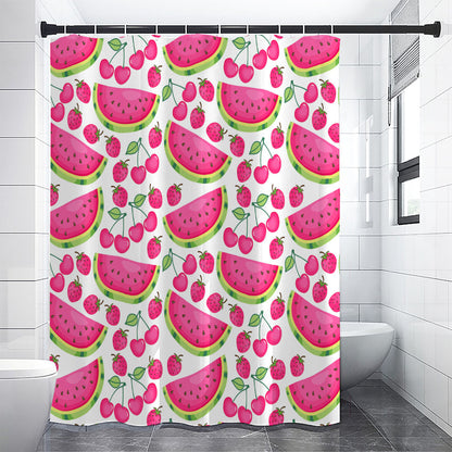Cute Berry Watermelon Pattern Print Premium Shower Curtain