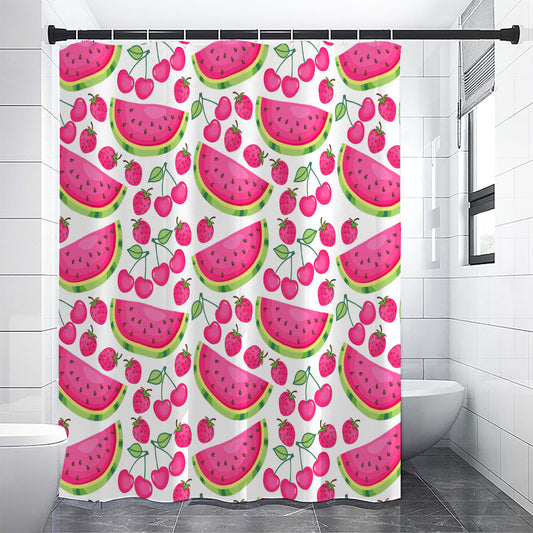 Cute Berry Watermelon Pattern Print Premium Shower Curtain