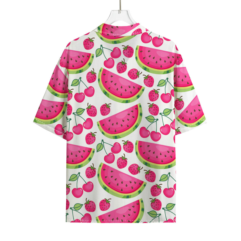 Cute Berry Watermelon Pattern Print Rayon Hawaiian Shirt