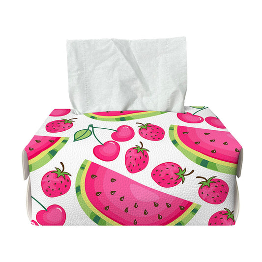 Cute Berry Watermelon Pattern Print Rectangle Tissue Box Cover