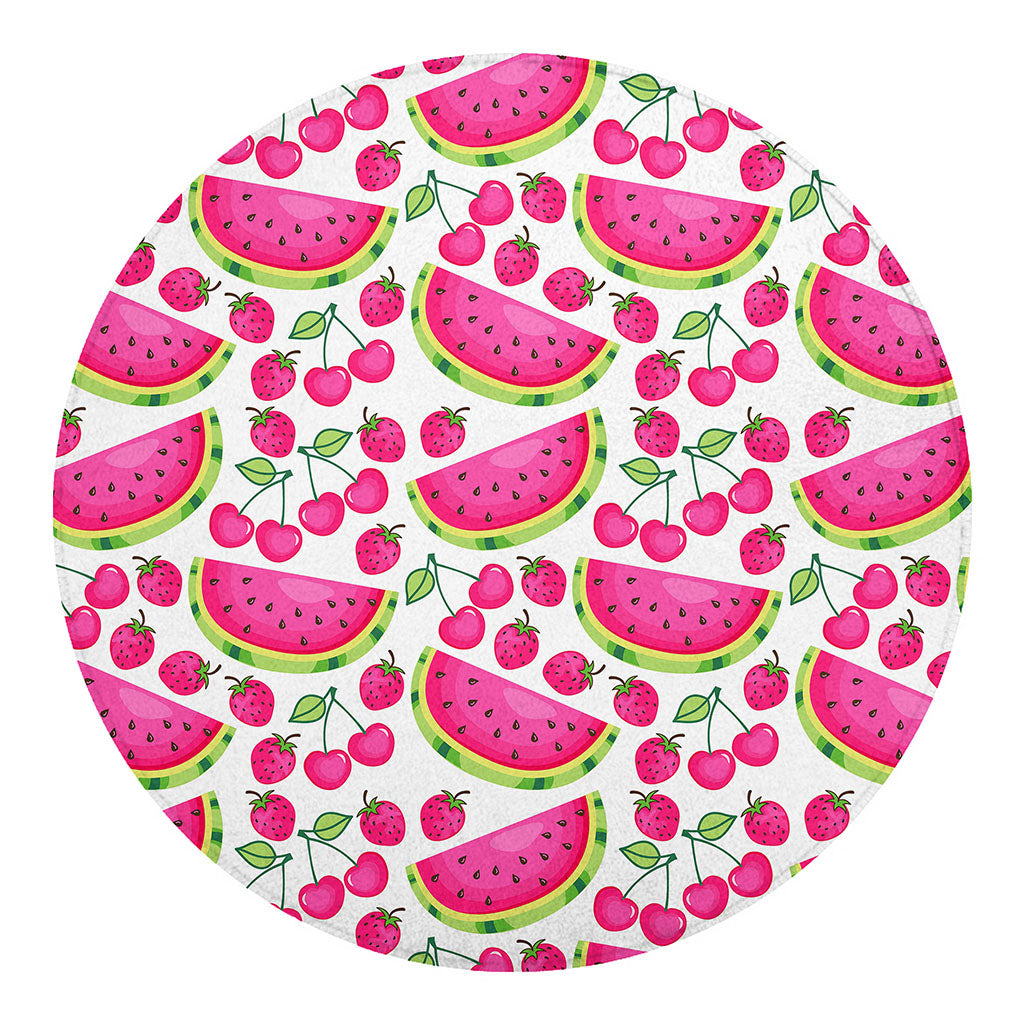 Cute Berry Watermelon Pattern Print Round Blanket