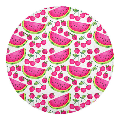 Cute Berry Watermelon Pattern Print Round Blanket