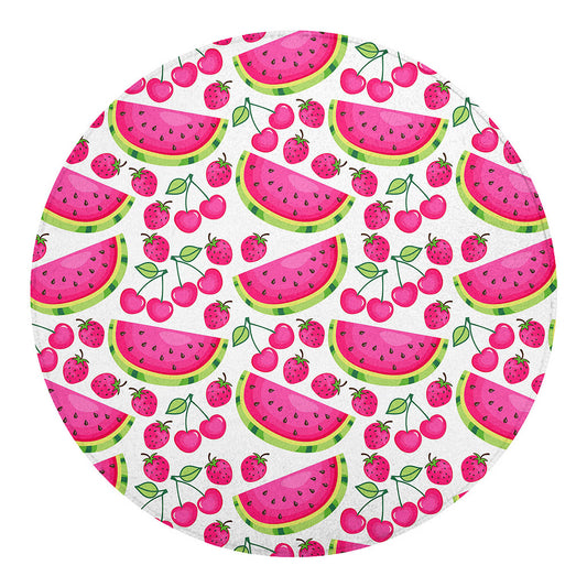 Cute Berry Watermelon Pattern Print Round Blanket