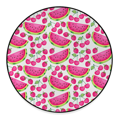 Cute Berry Watermelon Pattern Print Round Floor Mat