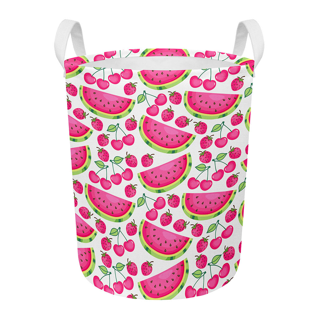 Cute Berry Watermelon Pattern Print Round Laundry Basket