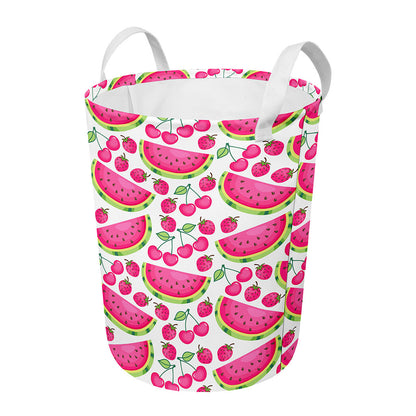 Cute Berry Watermelon Pattern Print Round Laundry Basket