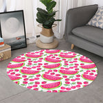Cute Berry Watermelon Pattern Print Round Rug