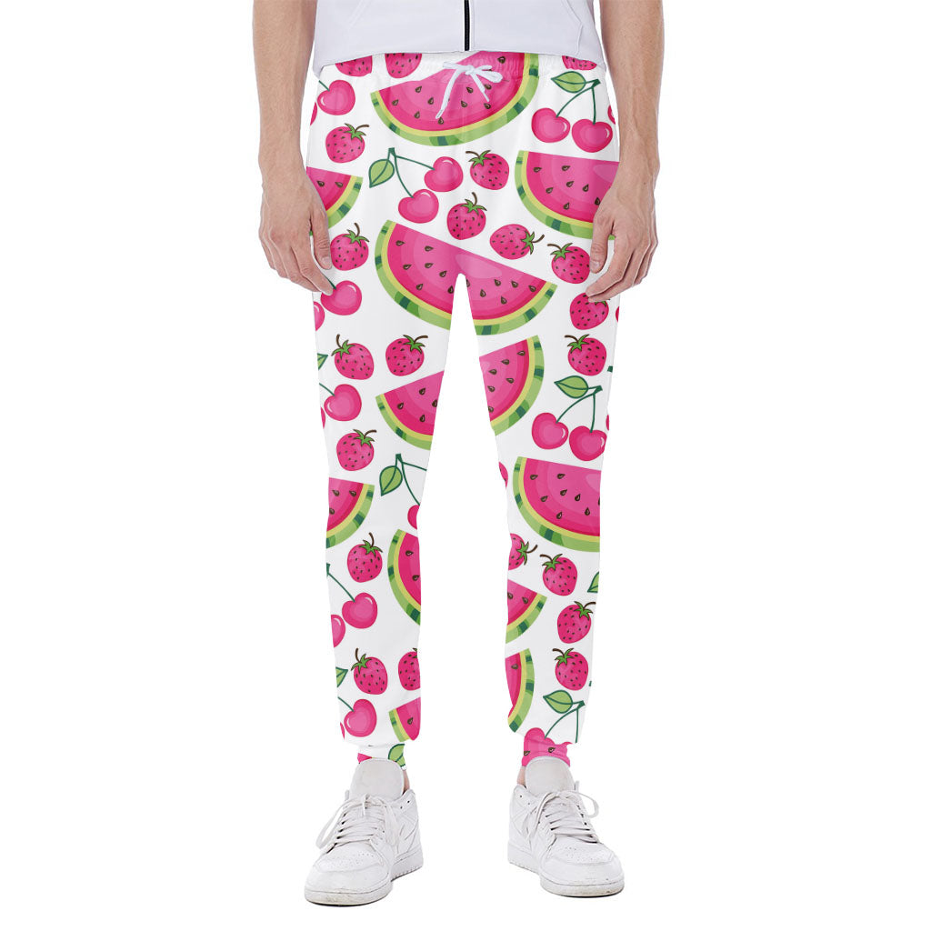 Cute Berry Watermelon Pattern Print Scuba Joggers