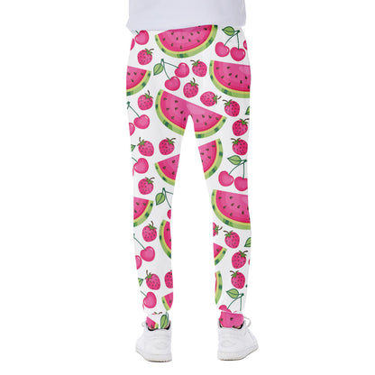 Cute Berry Watermelon Pattern Print Scuba Joggers