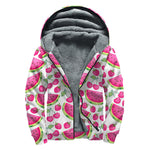 Cute Berry Watermelon Pattern Print Sherpa Lined Zip Up Hoodie