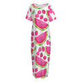 Cute Berry Watermelon Pattern Print Short Sleeve Long Nightdress