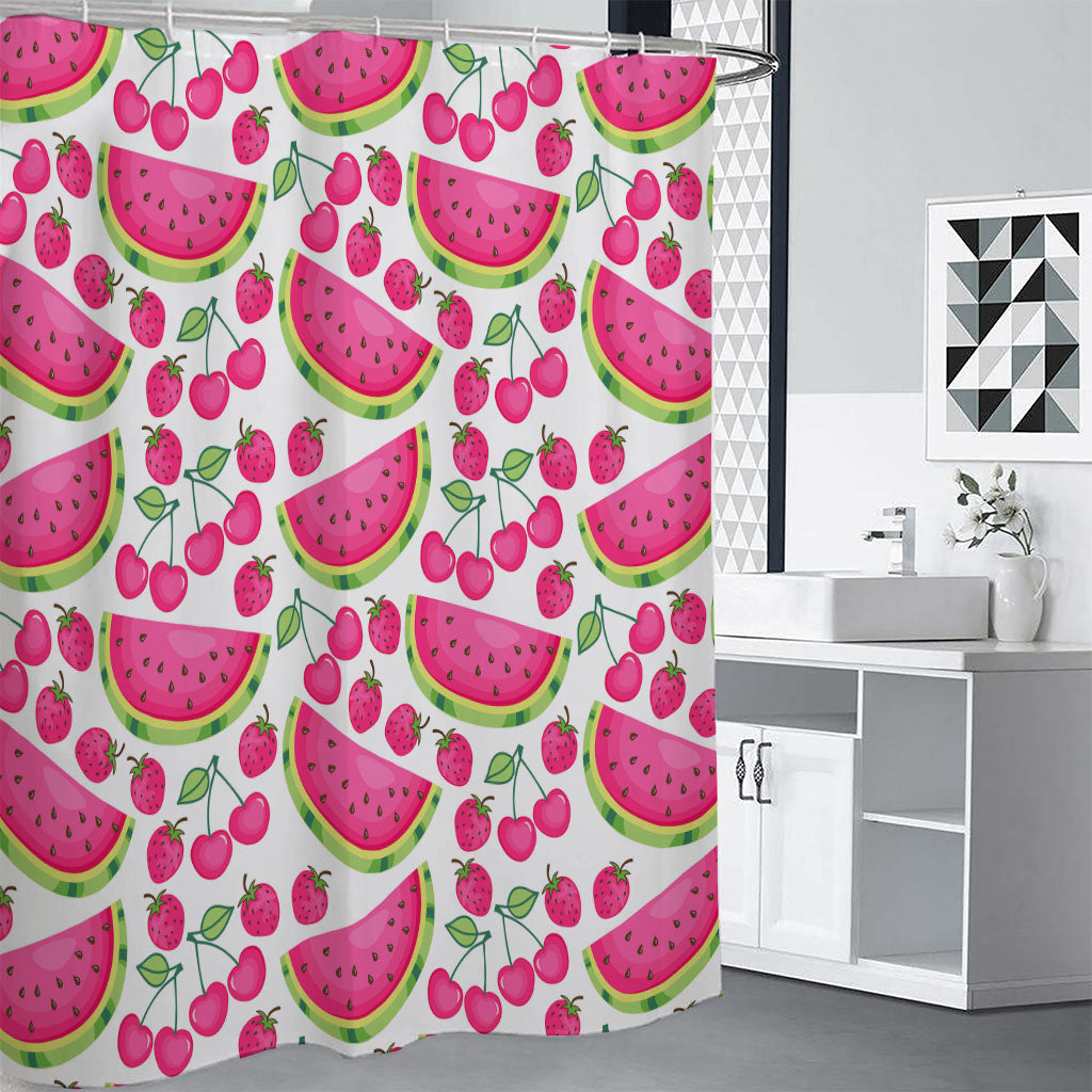 Cute Berry Watermelon Pattern Print Shower Curtain