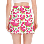 Cute Berry Watermelon Pattern Print Side Slit Mini Skirt