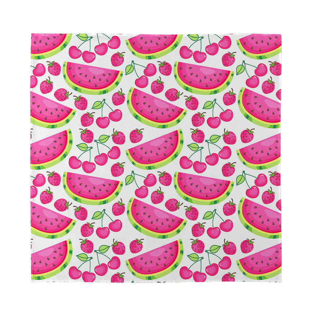 Cute Berry Watermelon Pattern Print Silk Bandana