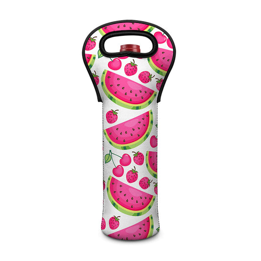 Cute Berry Watermelon Pattern Print Single Neoprene Wine Tote