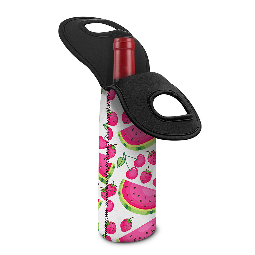 Cute Berry Watermelon Pattern Print Single Neoprene Wine Tote