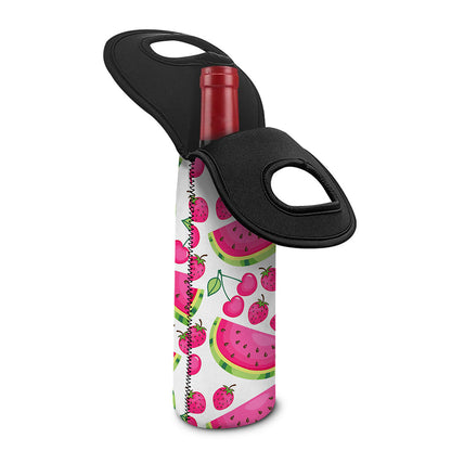 Cute Berry Watermelon Pattern Print Single Neoprene Wine Tote