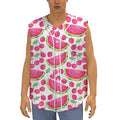 Cute Berry Watermelon Pattern Print Sleeveless Baseball Jersey