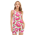 Cute Berry Watermelon Pattern Print Sleeveless One Piece Swimsuit