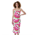 Cute Berry Watermelon Pattern Print Slim Fit Midi Cami Dress