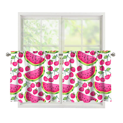 Cute Berry Watermelon Pattern Print Tier Curtains
