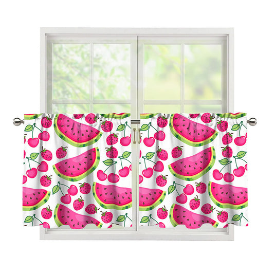 Cute Berry Watermelon Pattern Print Tier Curtains
