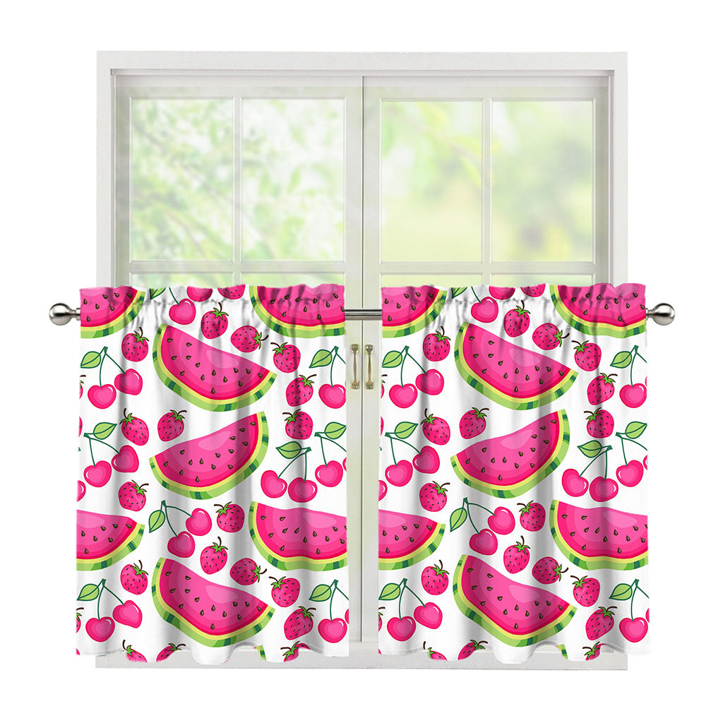 Cute Berry Watermelon Pattern Print Tier Curtains