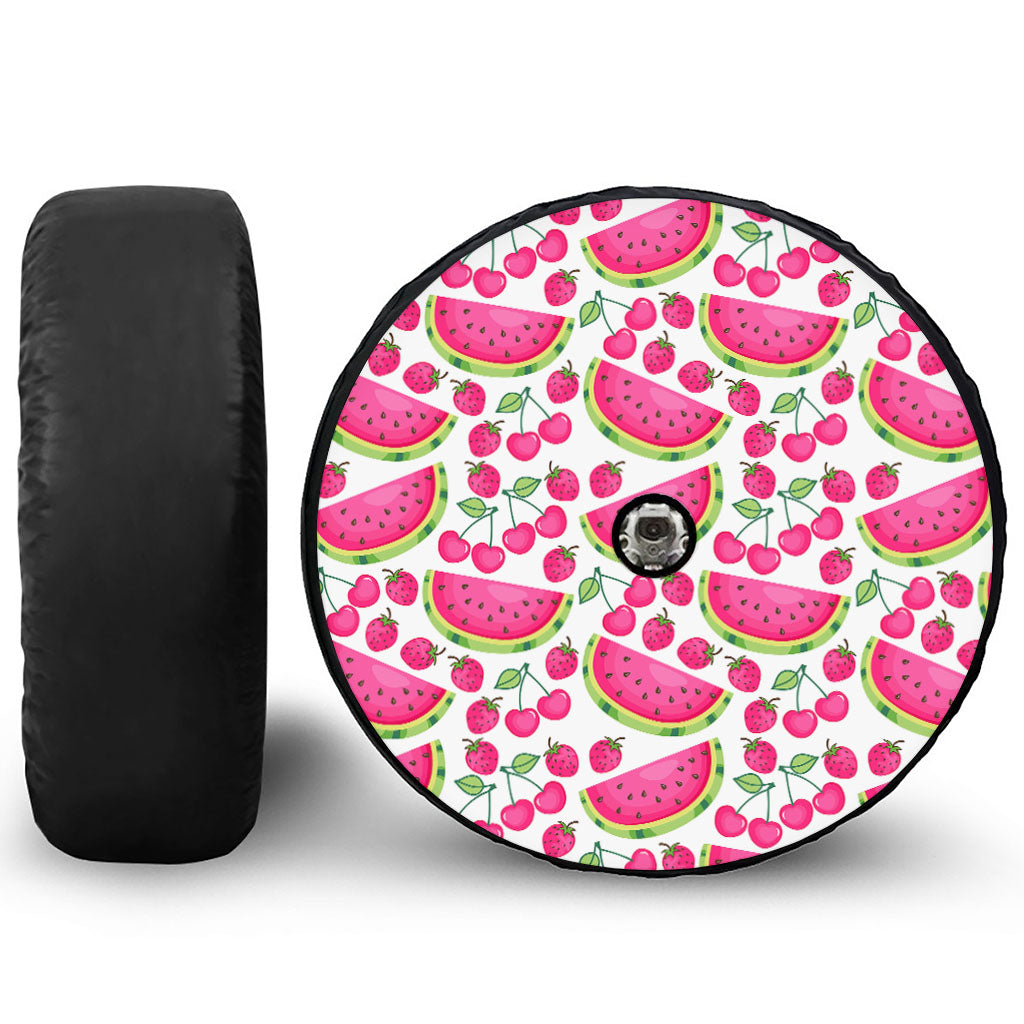 Cute Berry Watermelon Pattern Print Tire Cover With Camera Hole