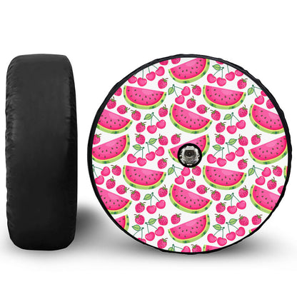 Cute Berry Watermelon Pattern Print Tire Cover With Camera Hole